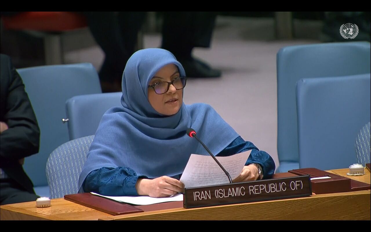 معاون نمایندگی ایران در سازمان ملل در نشست شورای امنیت: اینکه اسرائیل در مورد حقوق زنان صحبت می‌کند، در حالی که زنان فلسطینی همچنان رنج می‌برند، طعنه آمیز است/ پیشرفت چشمگیری در توانمندسازی زنان داشته‌ایم