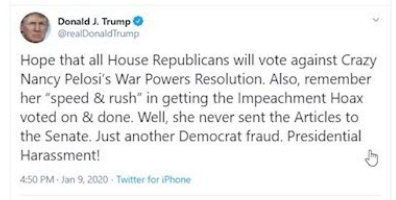 ترامپ: امیدوارم نمایندگان جمهوری خواه کنگره به طرح کاهش اختیارات جنگی رأی ندهند